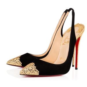 Christian Louboutin Almine gold cap heels